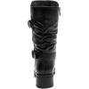 GLOBALWIN Chunky Mid Calf Fashion Dressy Motocycle Biker Military Style Combat Boots for Women Low Heel(24yy01 Black)
