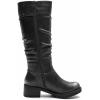 GLOBALWIN Women’s Black Knee-High Boots: Fashion Dressy Riding Boots – Chunky Low Heel, Slouchy Design, Buckle Detail, All-Season, Comfortable 2-Inch Heels(24yy03 Distressed Silver)