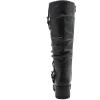 GLOBALWIN Women’s Black Knee-High Boots: Fashion Dressy Riding Boots – Chunky Low Heel, Slouchy Design, Buckle Detail, All-Season, Comfortable 2-Inch Heels(24yy03 Black)