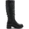 GLOBALWIN Women’s Black Knee-High Boots: Fashion Dressy Riding Boots – Chunky Low Heel, Slouchy Design, Buckle Detail, All-Season, Comfortable 2-Inch Heels(24yy03 Black)