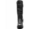 GLOBALWIN Women’s Black Knee-High Boots: Fashion Dressy Riding Boots – Chunky Low Heel, Slouchy Design, Buckle Detail, All-Season, Comfortable 2-Inch Heels(24yy03 Distressed Silver)