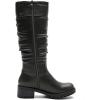 GLOBALWIN Women’s Black Knee-High Boots: Fashion Dressy Riding Boots – Chunky Low Heel, Slouchy Design, Buckle Detail, All-Season, Comfortable 2-Inch Heels(24yy03 Distressed Brown)