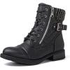 GLOBALWIN Women’s Combat Boots Lace Up Boots For Women Ankle Booties With Low Heel Fashion Dressy Short Boots(21yy18 Black)