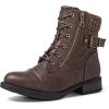 GLOBALWIN Women’s Combat Boots Lace Up Boots For Women Ankle Booties With Low Heel Fashion Dressy Short Boots(21yy18 Brown)