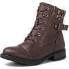 GLOBALWIN Women’s Combat Boots Lace Up Boots For Women Ankle Booties With Low Heel Fashion Dressy Short Boots(21yy18 Brown2)