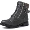 GLOBALWIN Women’s Combat Boots Lace Up Boots For Women Ankle Booties With Low Heel Fashion Dressy Short Boots(21yy18 Grey)