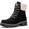 GLOBALWIN Women’s Fall Winter Quilted Ankle Boots – Warm Fleece Lined Winter Booties Combat Boots For Snow and Rain Non-Slip Fashion Ankle Booties(1915black)