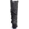 GLOBALWIN Women’s Knee High Cowboy Boots – Minimalist Western Round Toe Cowgirl Boots with Comfortable Block Heel, Plain Sleek Design, Tall Dress Boots for Women(19yy21 Grey2)