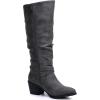 GLOBALWIN Women’s Knee High Cowboy Boots – Minimalist Western Round Toe Cowgirl Boots with Comfortable Block Heel, Plain Sleek Design, Tall Dress Boots for Women(19yy21 Grey2)