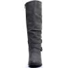 GLOBALWIN Women’s Knee High Cowboy Boots – Minimalist Western Round Toe Cowgirl Boots with Comfortable Block Heel, Plain Sleek Design, Tall Dress Boots for Women(19yy21 Grey2)