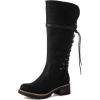 GLOBALWIN Women’s Lace Up Back Knee High Fashion Boots(19yy29 Black3)