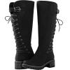 GLOBALWIN Women’s Lace Up Back Knee High Fashion Boots(19yy29black)