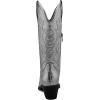 GLOBALWIN Women’s Mid Calf Western Cowboy Boots Cowgirl Boots for Women with Floral Embroidery Side Zipper Chunky Heel(23yy13 Dark Silver2)