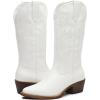 GLOBALWIN Women’s Mid Calf Western Cowboy Boots Cowgirl Boots for Women with Floral Embroidery Side Zipper Chunky Heel(23yy13 White)