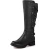 GLOBALWIN Women’s Quilted Knee High Fashion Boots Strappy Boots For Women(21yy10 Black4)