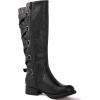 GLOBALWIN Women’s Quilted Knee High Fashion Boots Strappy Boots For Women(21yy10 Black4)