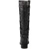 GLOBALWIN Women’s Quilted Knee High Fashion Boots Strappy Boots For Women(21yy10 Black4)
