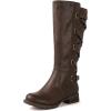 GLOBALWIN Women’s Quilted Knee High Fashion Boots Strappy Boots For Women(21yy10 Brown4)