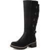GLOBALWIN Women’s Strappy Motorcycle Knee High Boots Riding Boots Back Lace Up Fall Winter Fashion Knee High Boots For Women(22yy07 Black)