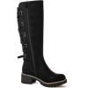 GLOBALWIN Women’s Strappy Motorcycle Knee High Boots Riding Boots Back Lace Up Fall Winter Fashion Knee High Boots For Women(22yy07 Black)