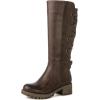 GLOBALWIN Women’s Strappy Motorcycle Knee High Boots Riding Boots Back Lace Up Fall Winter Fashion Knee High Boots For Women(22yy07 Brown)