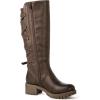 GLOBALWIN Women’s Strappy Motorcycle Knee High Boots Riding Boots Back Lace Up Fall Winter Fashion Knee High Boots For Women(22yy07 Brown)