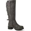 GLOBALWIN Women’s Strappy Motorcycle Knee High Boots Riding Boots Back Lace Up Fall Winter Fashion Knee High Boots For Women(22yy07 Grey)