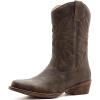 GLOBALWIN Black Cowboy Boots For Women Cowgirl Boots With Low Heel Comfortable Embroidered Western Boots Snip Toe Mid-Calf Boots(25yy02brown)