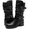 GLOBALWIN Chunky Mid Calf Fashion Dressy Motocycle Biker Military Style Combat Boots for Women Low Heel(24yy01 Black)
