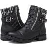 GLOBALWIN Women’s Combat Boots Lace Up Boots For Women Ankle Booties With Low Heel Fashion Dressy Short Boots(21yy18 Black2)