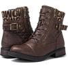 GLOBALWIN Women’s Combat Boots Lace Up Boots For Women Ankle Booties With Low Heel Fashion Dressy Short Boots(21yy18 Brown2)