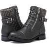 GLOBALWIN Women’s Combat Boots Lace Up Boots For Women Ankle Booties With Low Heel Fashion Dressy Short Boots(21yy18 Grey)