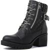 GLOBALWIN Women’s Combat Boots Lace Up Comfortable Ankle Booties For Women Low Heel(21yy16 Black)
