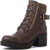 GLOBALWIN Women’s Combat Boots Lace Up Comfortable Ankle Booties For Women Low Heel(21yy16 Brown)