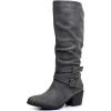 GLOBALWIN Women’s Knee High Cowboy Boots – Minimalist Western Round Toe Cowgirl Boots with Comfortable Block Heel, Plain Sleek Design, Tall Dress Boots for Women(19yy21 Grey2)