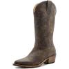 GLOBALWIN Women’s Mid Calf Western Cowboy Boots Cowgirl Boots for Women with Floral Embroidery Side Zipper Chunky Heel(Brown)