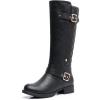 GLOBALWIN Women’s Quilted Knee High Boots For Women Low Heel Comfortable Fashion Riding Boots(19yy01black)
