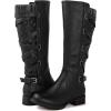 GLOBALWIN Women’s Quilted Knee High Fashion Boots Strappy Boots For Women(21yy10 Black4)