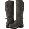 GLOBALWIN Women’s Strappy Motorcycle Knee High Boots Riding Boots Back Lace Up Fall Winter Fashion Knee High Boots For Women(22yy07 Grey)