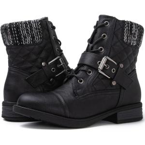 GLOBALWIN Women’s Ankle Booties Fashion Combat Boots(2102black)