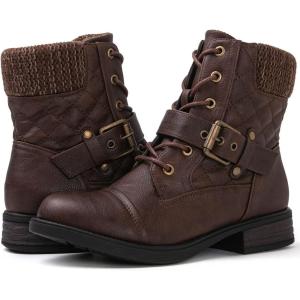 GLOBALWIN Women’s Ankle Booties Fashion Combat Boots(2102brown)