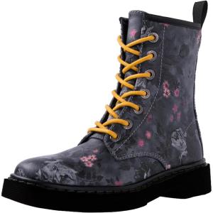 GLOBALWIN Women’s Combat Boots Lace Up Ankle Booties For Women Low Heel(19yy25 Grey)
