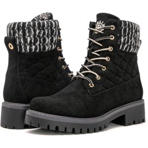 GLOBALWIN Women’s Fall Winter Quilted Ankle Boots – Warm Fleece Lined Winter Booties Combat Boots For Snow and Rain Non-Slip Fashion Ankle Booties(1915 Black3)