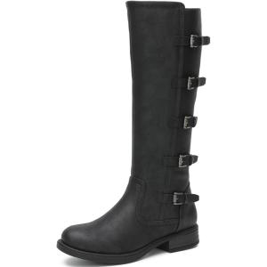 GLOBALWIN Women’s Knee High Boots Horseback Riding Tall Boots For Women With Low Heel Comforable For Walking(23yy17 Black)