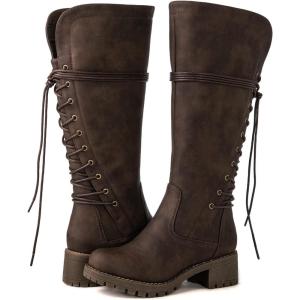 GLOBALWIN Women’s Lace Up Back Knee High Fashion Boots(19yy29 Brown3)
