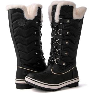 kingshow Globalwin Women’s Snow Boots – Mid-Calf-Length Winter Boots For Women with Faux Fur Lining, Insulated Cold Weather Protection, and Non-Slip Traction Sole(Black2)
