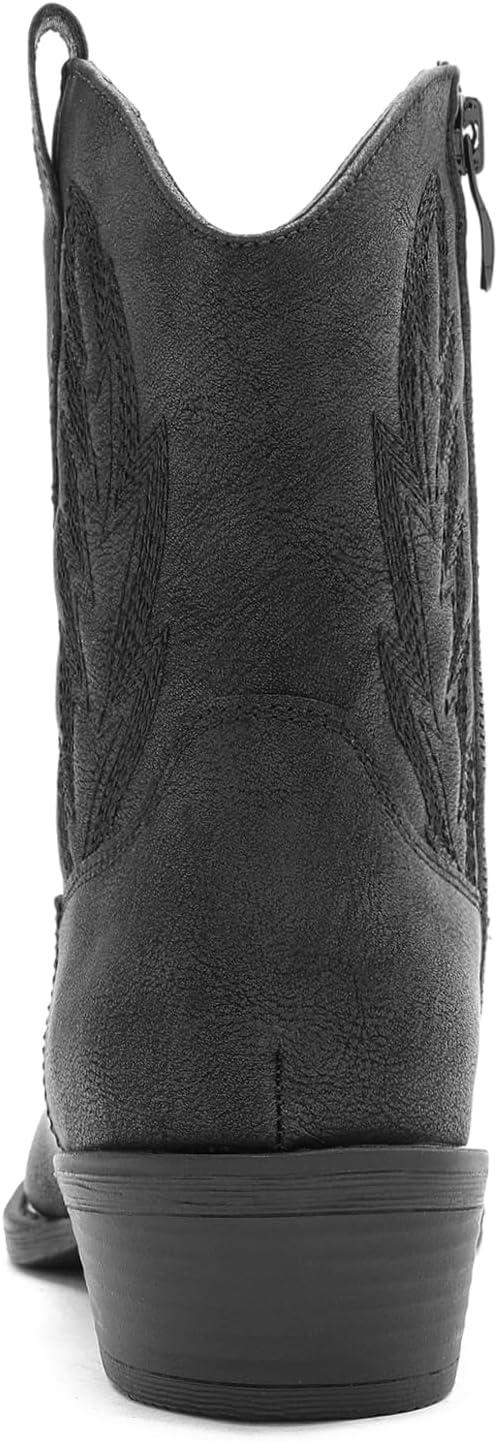 imageGLOBALWIN Womens Western Ankle Boots Snip Toe Cowboy Boots For Women Embroidered Retro Chunky Block Heel Comfortable Fashion Short Boots For Nashville Outfits Cowgirl Outfits And Country Concert25yy06 Black