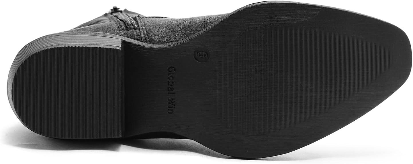 imageGLOBALWIN Womens Western Ankle Boots Snip Toe Cowboy Boots For Women Embroidered Retro Chunky Block Heel Comfortable Fashion Short Boots For Nashville Outfits Cowgirl Outfits And Country Concert25yy06 Black