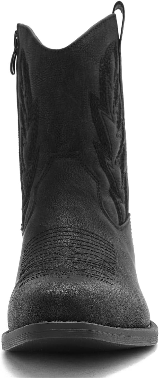 imageGLOBALWIN Womens Western Ankle Boots Snip Toe Cowboy Boots For Women Embroidered Retro Chunky Block Heel Comfortable Fashion Short Boots For Nashville Outfits Cowgirl Outfits And Country Concert25yy06 Black