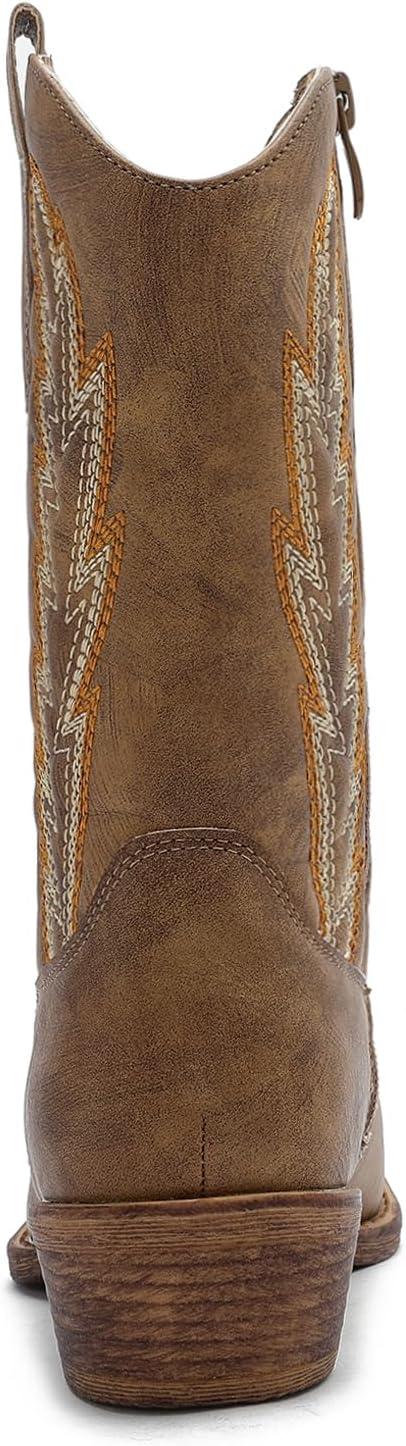 imageGLOBALWIN Womens Western Cowboy Boots MidCalf Embroidered Cowgirl Boots with Chunky Block Heel Comfortable For Country Concerts Festivals Wedding Pointed Square Toe Boots25yy07 Camel